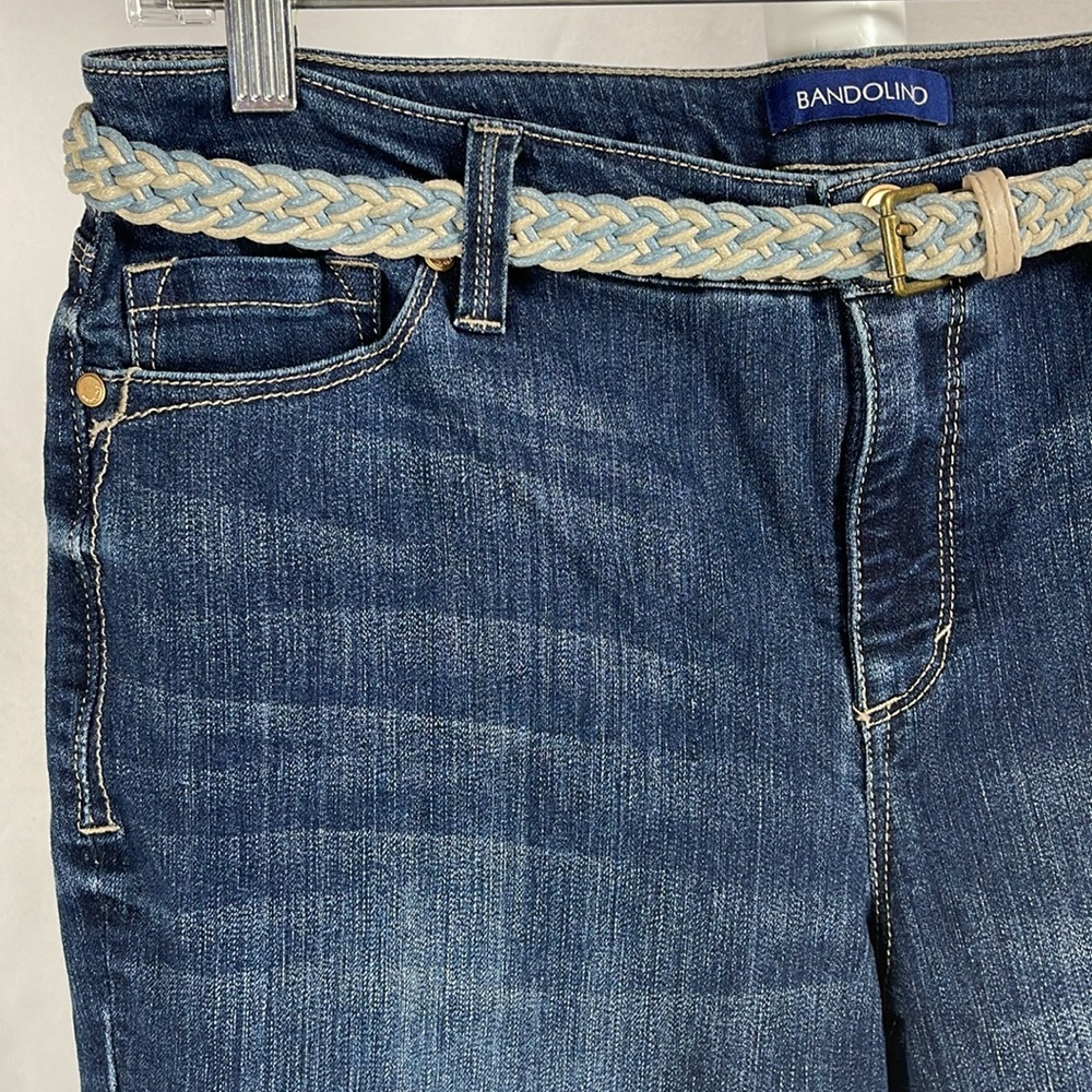 Dark Wash Belted Denim Bermudas Mid Rise Distressed Jean Shorts Women's 6 - Picture 5 of 15